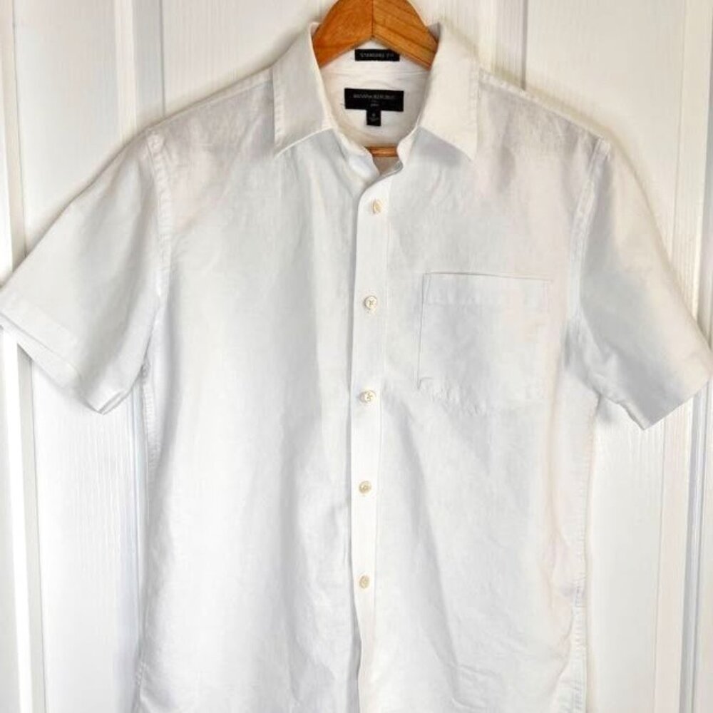 Banana Republic Standard-Fit White Linen Short-Sleeve Shirt